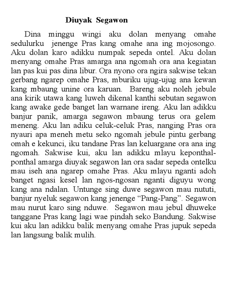 Bahasa Jawa Cerita cekak