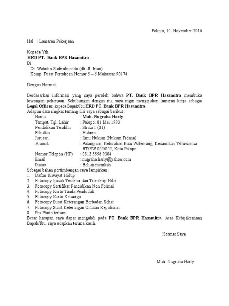 Download 63+ Contoh Surat Surat Lamaran Kerja Irian Terbaru Gratis