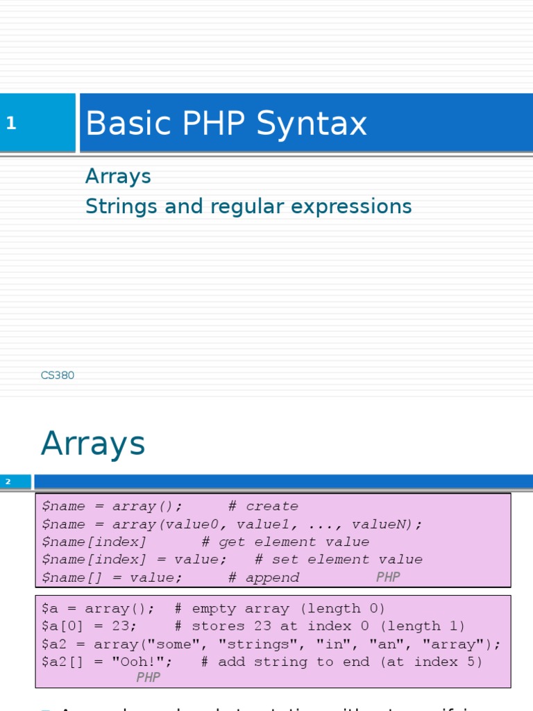 Basic PHP Syntax: Arrays Strings and Regular Expressions | PDF | Html | Php