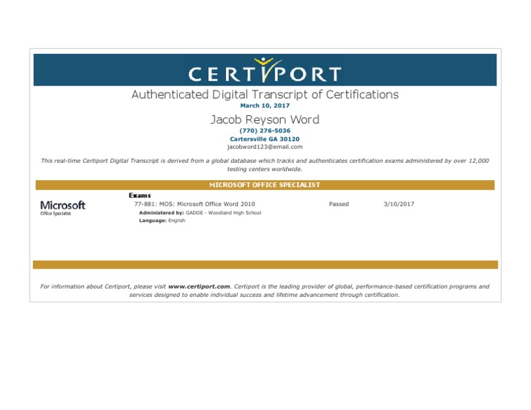 Certification Transcript Viewer | PDF | Computers | Technology ...