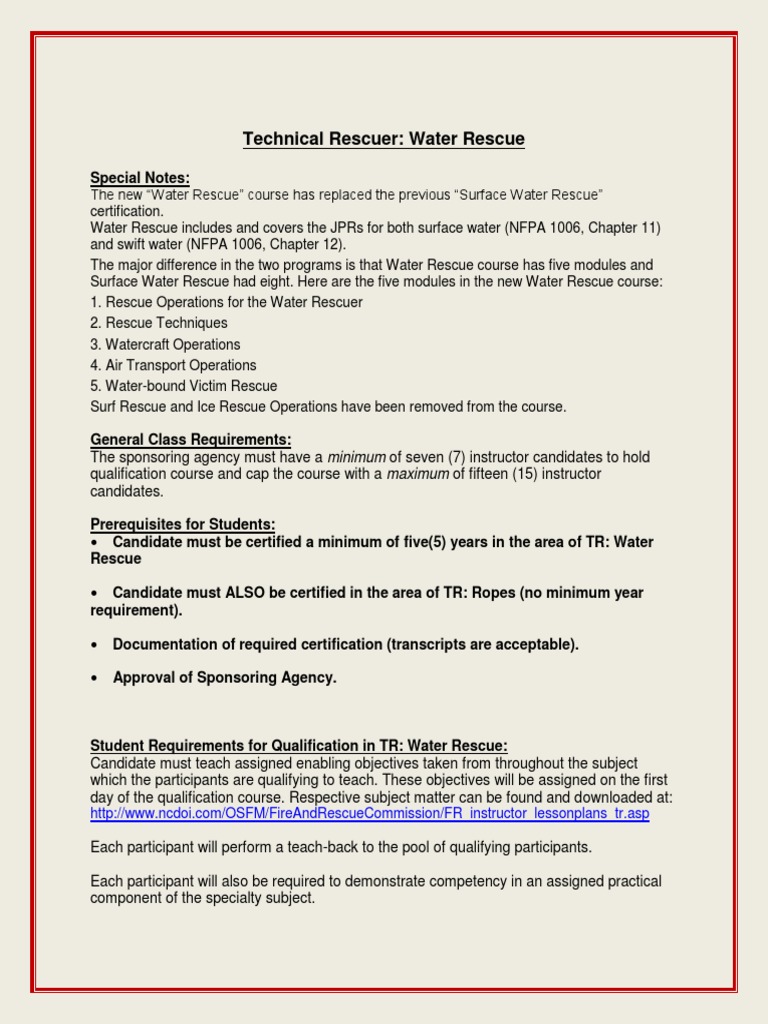Technical Rescuer: Water Rescue: Special Notes | PDF | Further ...
