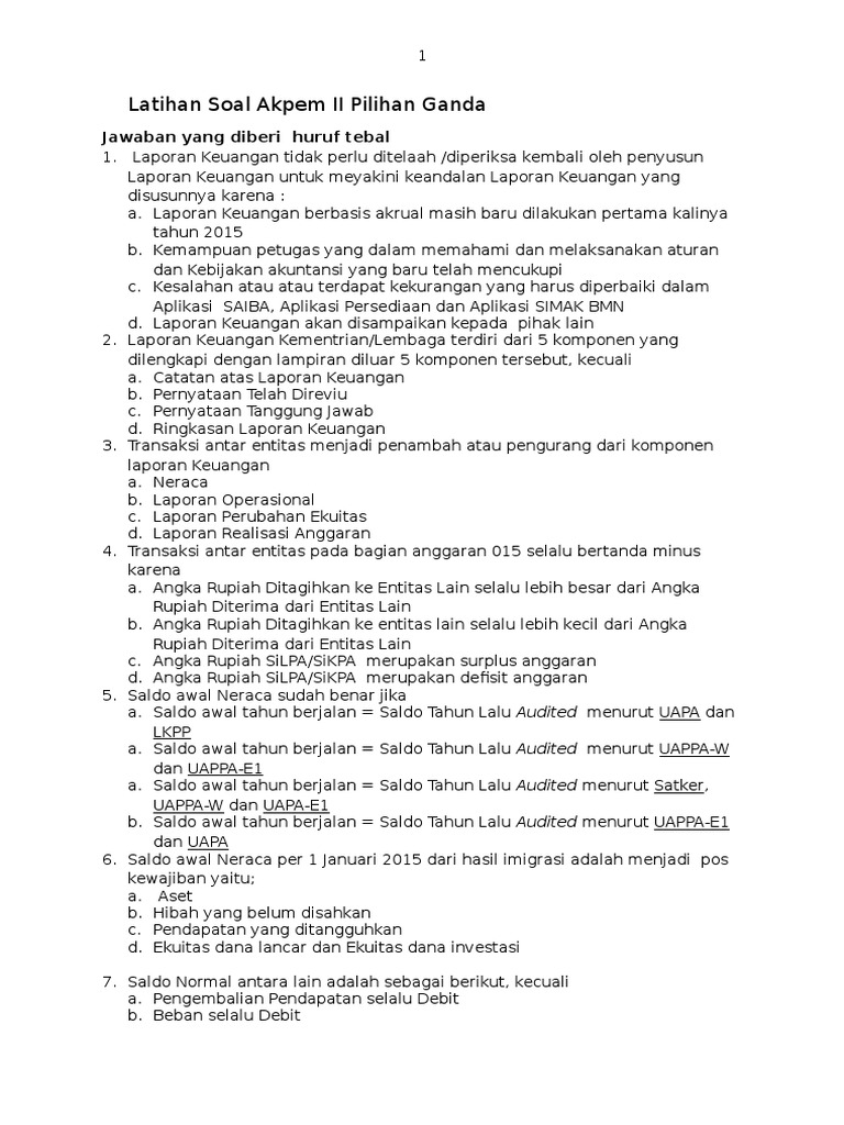 Latihan Soal Pilihan Ganda Pdf