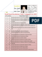 Draft Board Resolutions Under Companies Act 2013