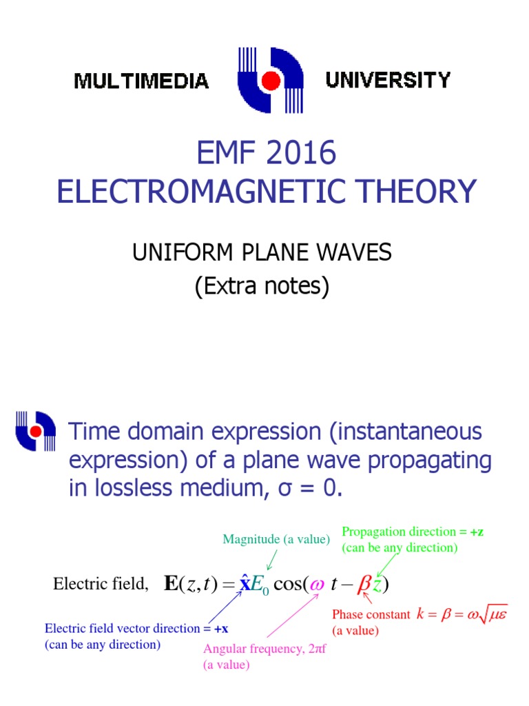 Uniform Plane Waves in Electromagnetic Theory | PDF | Science & Mathematics