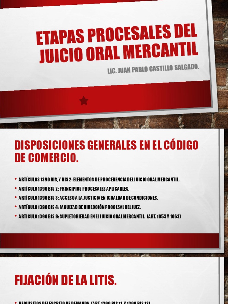 Etapas Procesales Del Juicio Oral Mercantil PDF