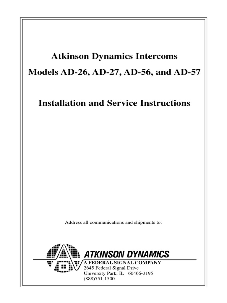 Atkinson Dynamics Intercom Installation Guide | PDF | Microphone ...