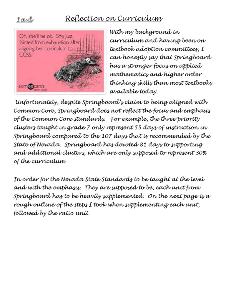 3 16 17reflection On Curriculum | PDF