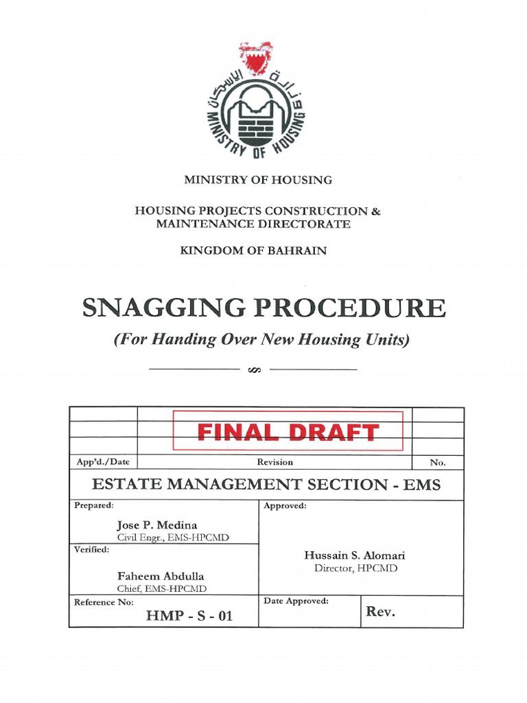 Snagging Procedure PDF PDF
