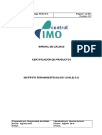 Manual Calidad IMO Chile INN Certificacion de Productos Versión 12