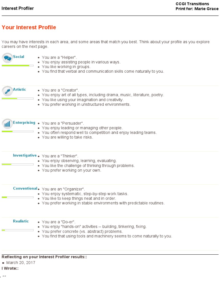 Interest Profiler | PDF | Career & Growth | Home & Garden