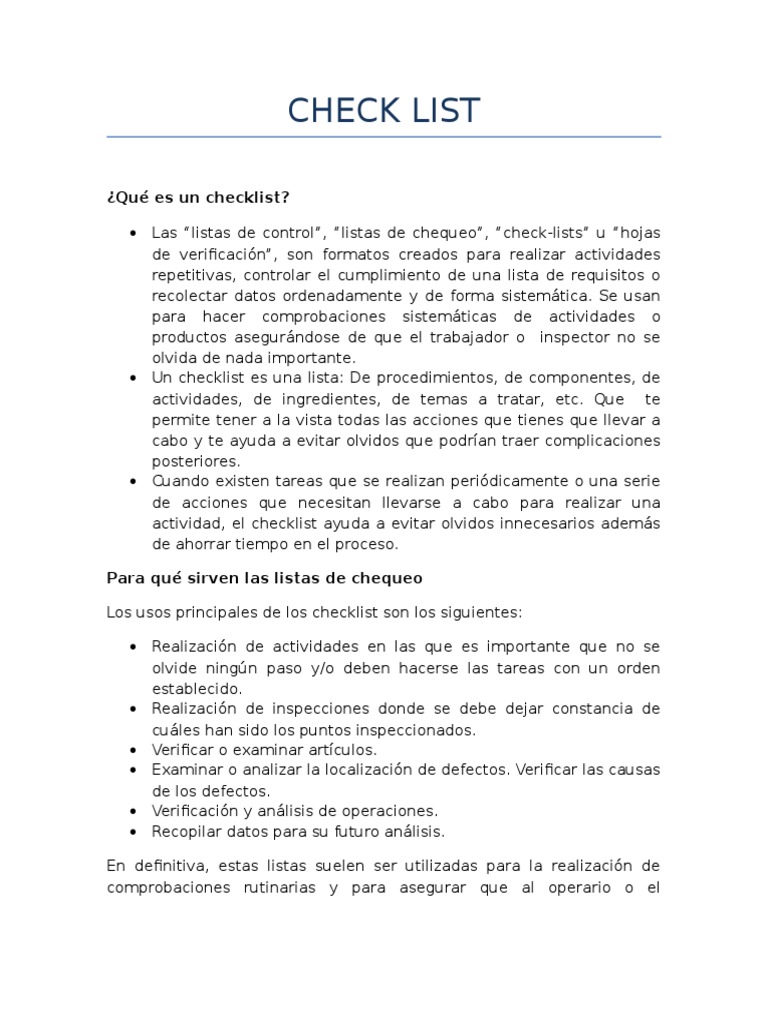 Check List | Descargar gratis PDF | Informática y tecnología de la ...