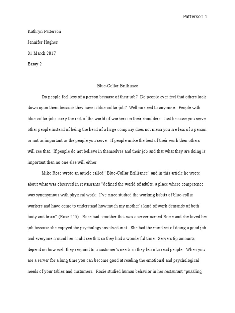 Blue collar brilliance analysis essay picture