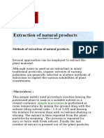 Methods of Extraction of Natural Products