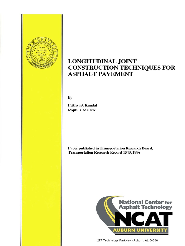 Longitudinal Joint Construction Techniques For Asphalt Pavements | PDF ...