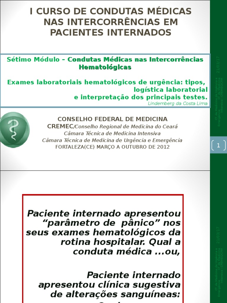 Exames Laboratoriais Hematologicos D Eurgencia Tipos Logistica E Interpretacao Dos Testes Coagulacao Plaquetas Sanguineas