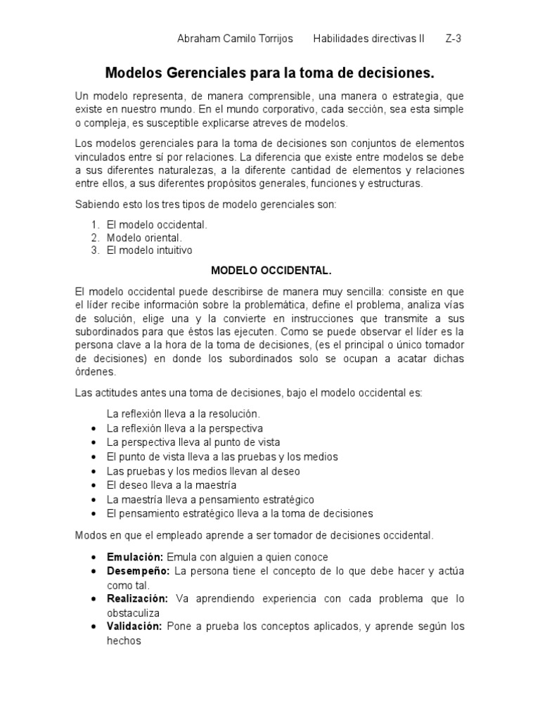 Modelos Gerenciales para Decisiones Efectivas | PDF | Intuición | Toma ...