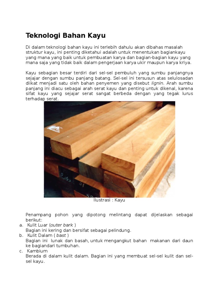 Teknologi Bahan  Kayu  Teknologi Bahan  Kayu