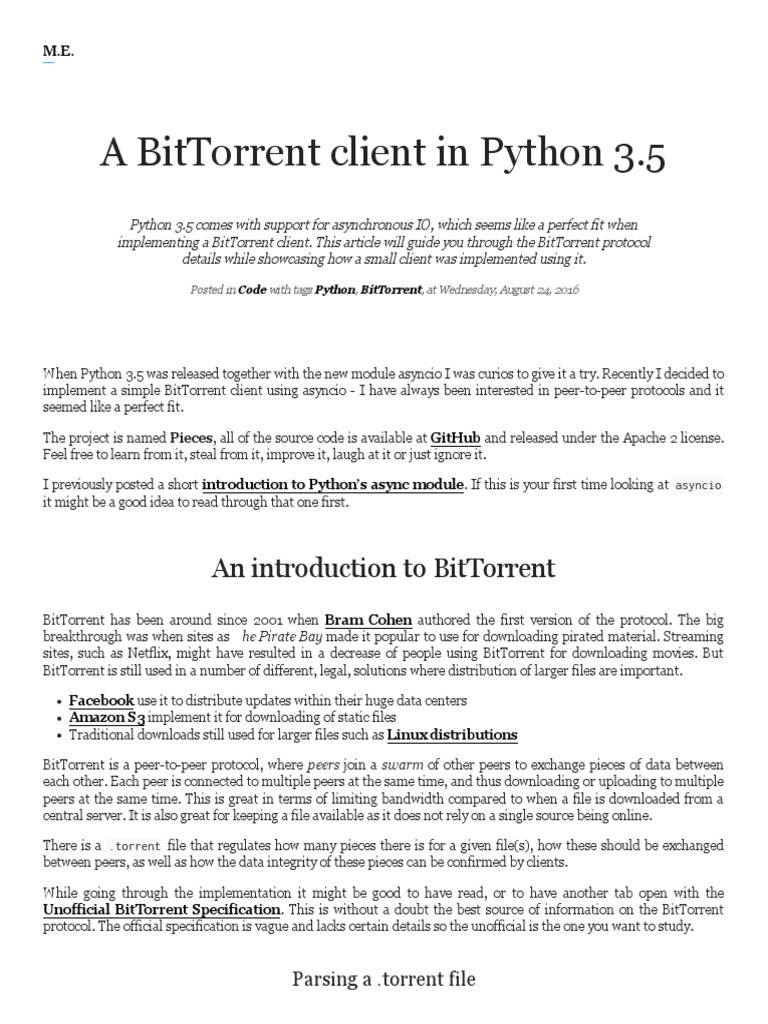 A BitTorrent Client in Python 3 | PDF | Areas Of Computer Science ...