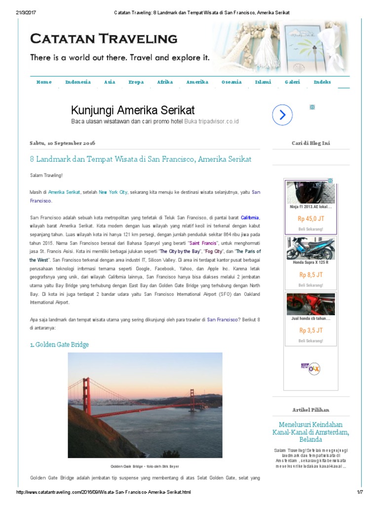 8 Landmark Dan Tempat Wisata Di San Francisco Amerika Serikat
