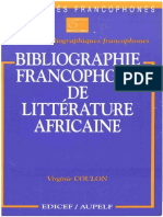 Bibliographie Francophone de Littérature Africaine Content