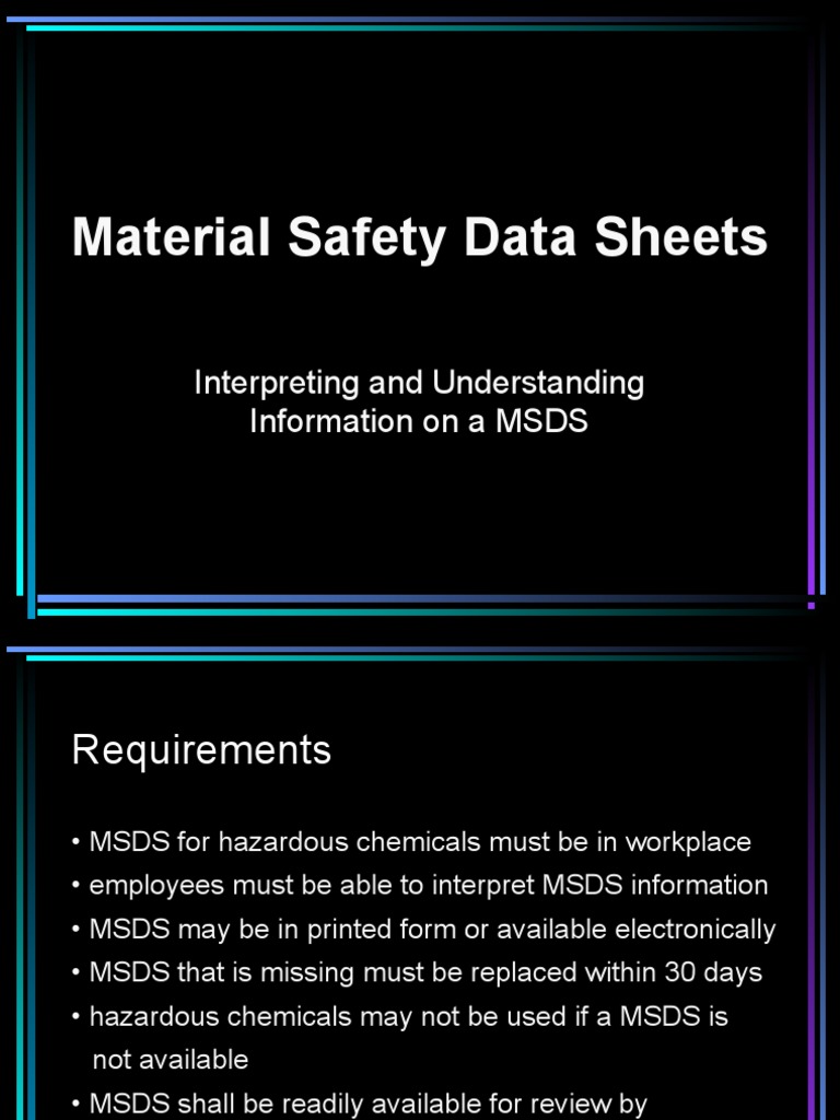 Understanding MSDS for Hazardous Chemicals | PDF
