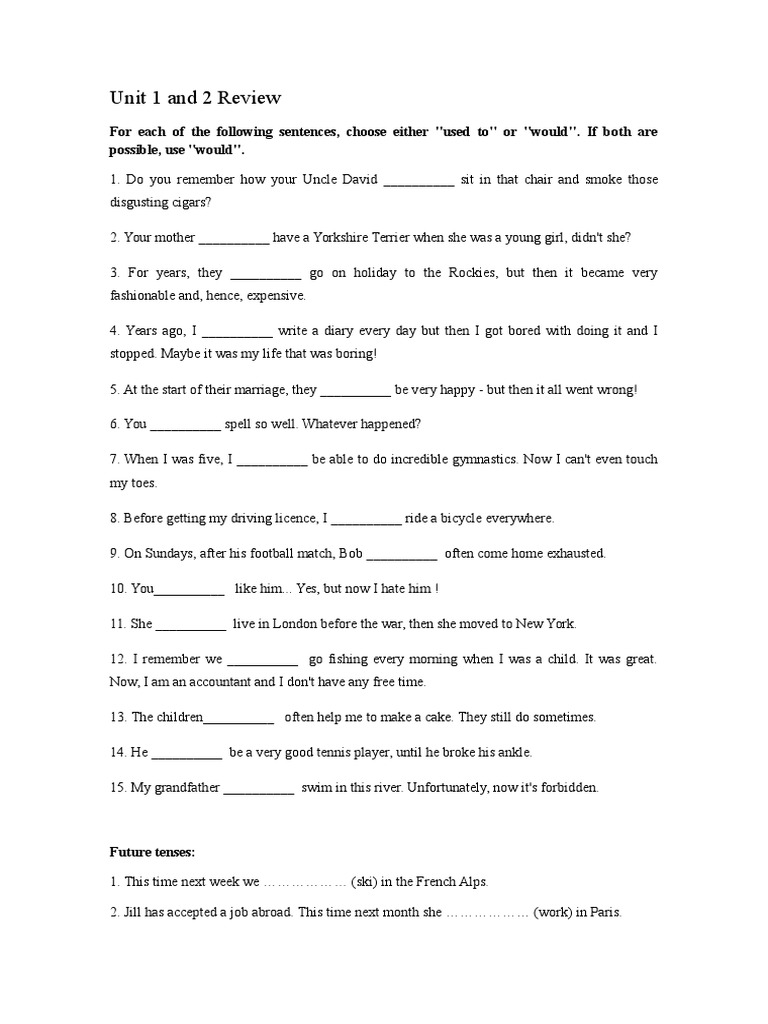 Unit 1 & 2 Grammar Review Guide | PDF | Spacecraft | Outer Space