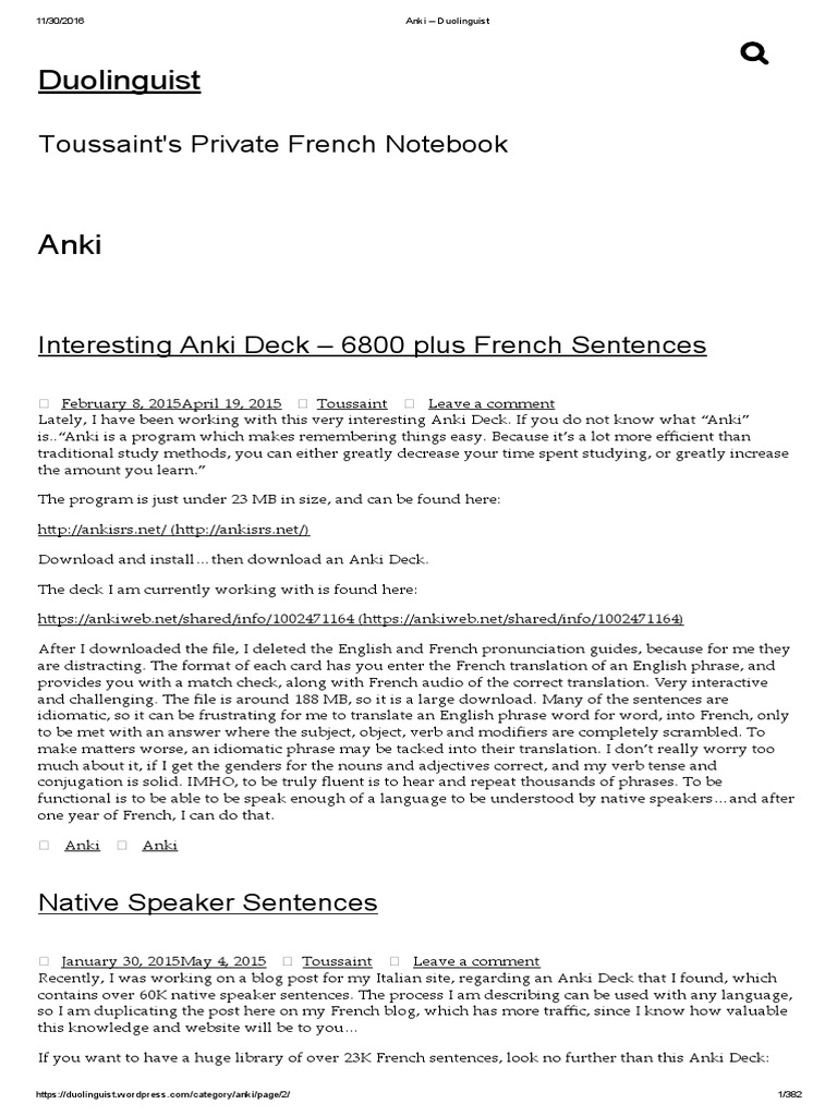 Anki - Duolinguist PDF, PDF, Memory