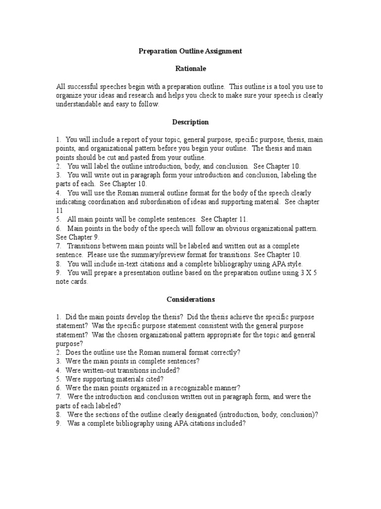 informative speech outline pdf