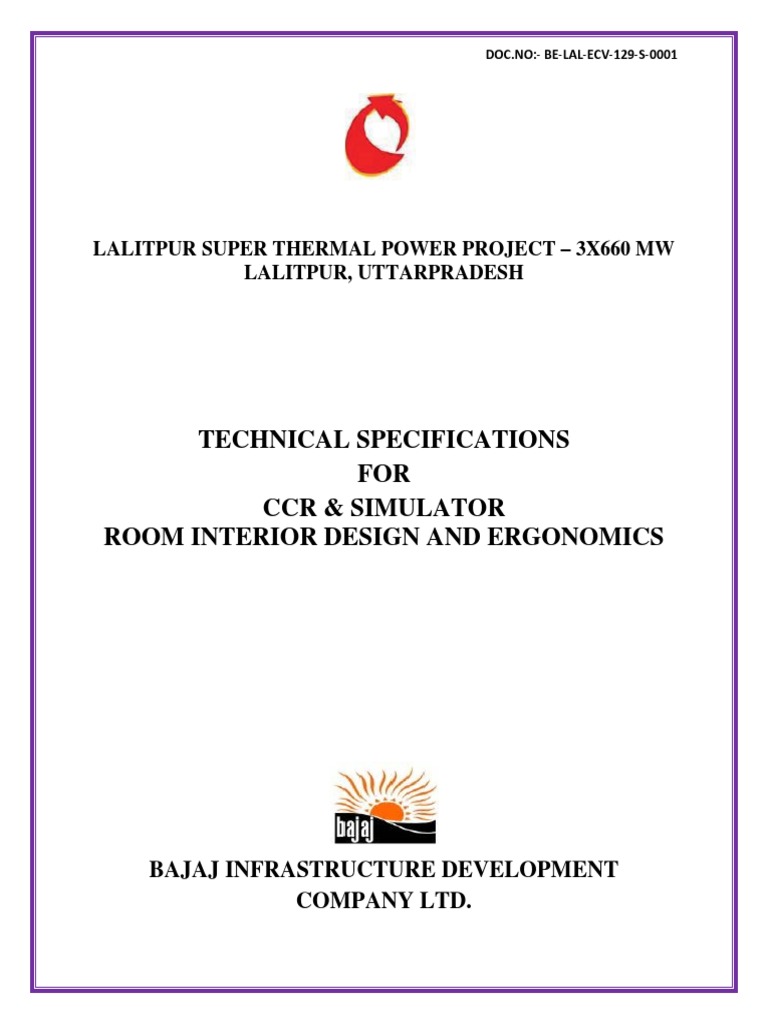 TECHNICAL SPECIFICATION FOR CENTRAL CONTROL ROOM AND SIMULATOR ROOM ...