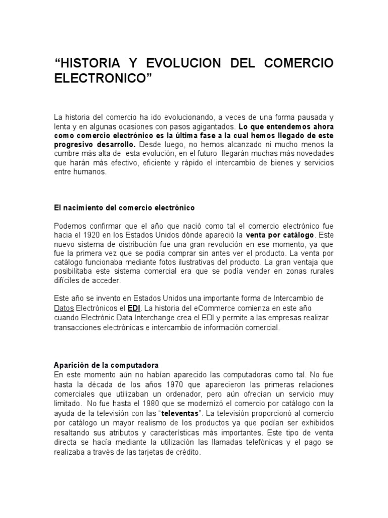 Historia y evolución del comercio electrónico | PDF | Comercio ...