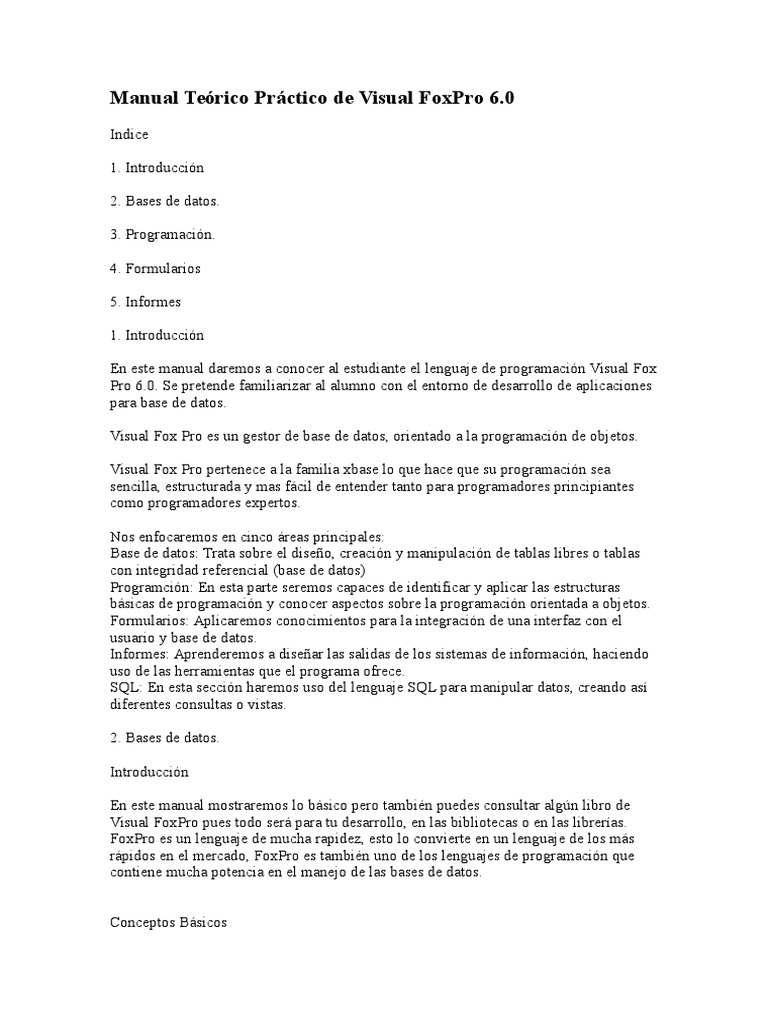 Manual Teórico Práctico de Visual FoxPro 6