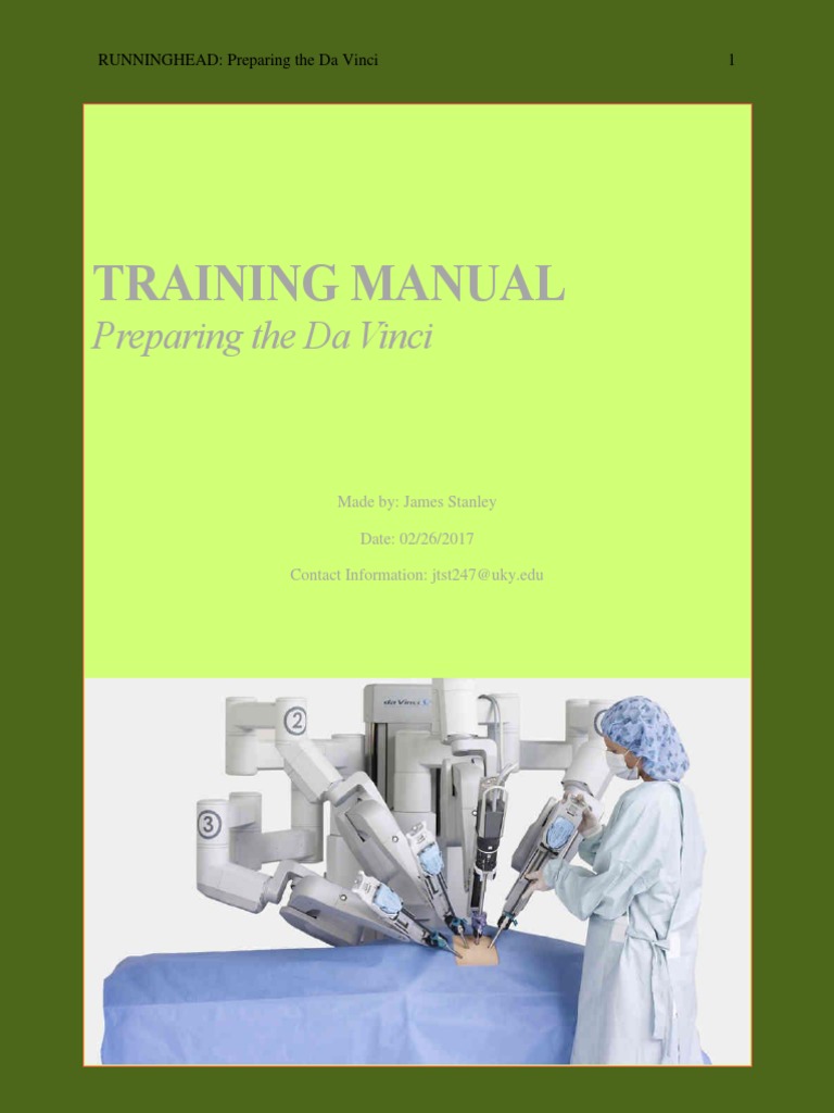 Da Vinci Surgical Robot Preparation Manual | PDF | Surgery | Health Care