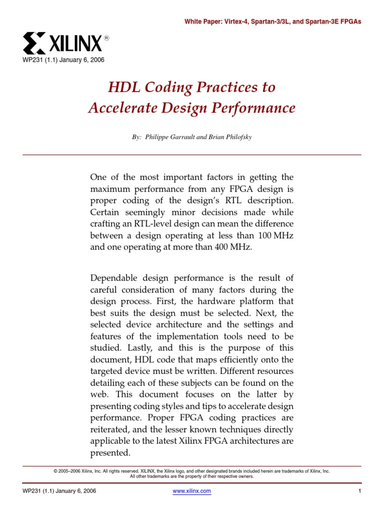 HDL Coding Practices wp231 PDF | PDF | Field Programmable Gate Array ...