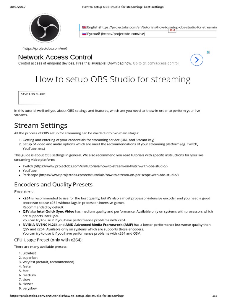 How To Setup OBS Studio For Streaming - Best Settings | PDF | Streaming ...