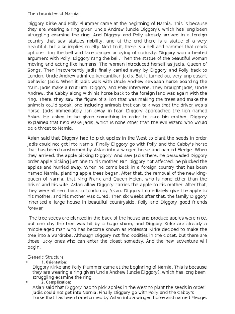 The Beginning of Narnia Adventures | PDF | The Chronicles Of Narnia ...