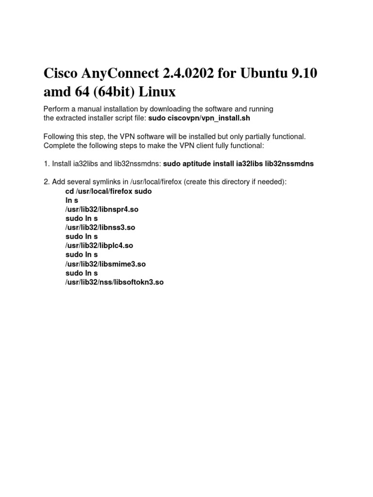 VPN Linux Anyconnect | PDF