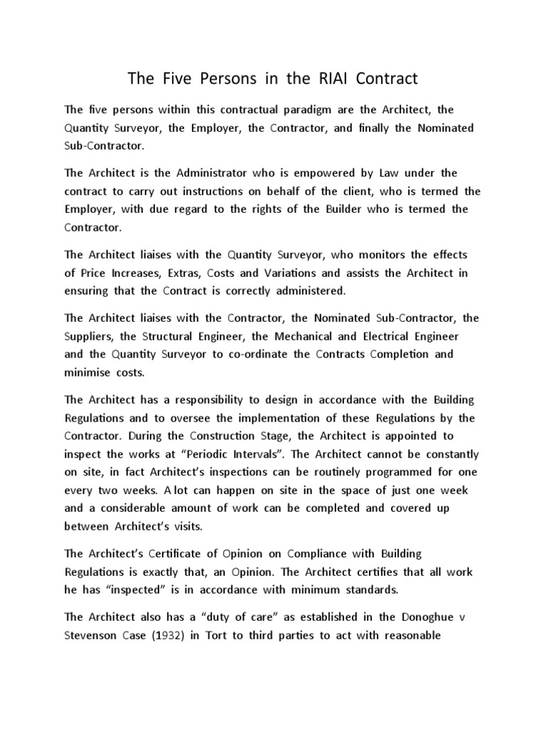 Key Roles in RIAI Contracts | PDF | Architect | Employment