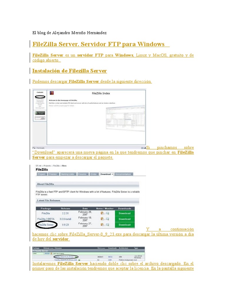Manual Filezilla Server PDF Servidor Dirección IP