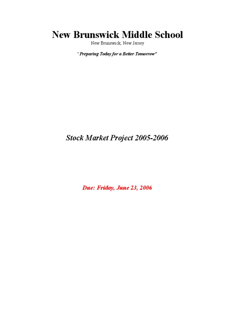 New Brunswick Middle School: Stock Market Project 2005-2006 | PDF ...