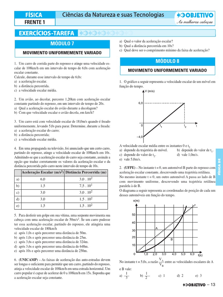 C2 Curso D Tarefa Fisica | PDF | Velocidade | Velocidade