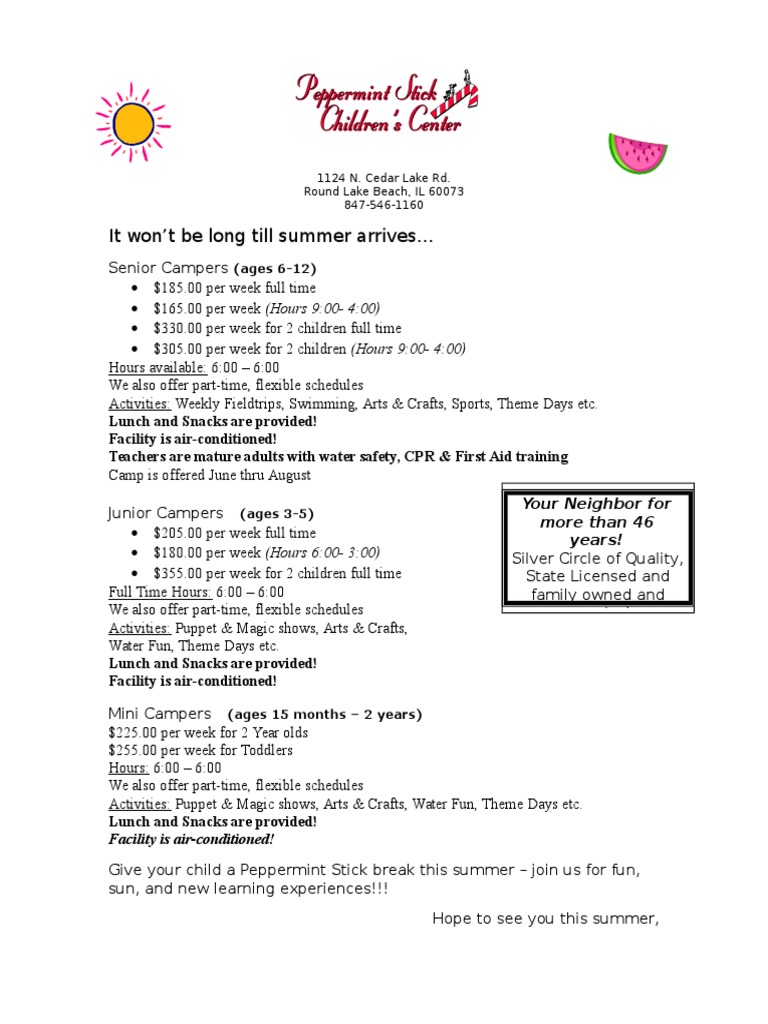 RL Summer Camp Flyer Rates 17 | PDF | Leisure | Sports