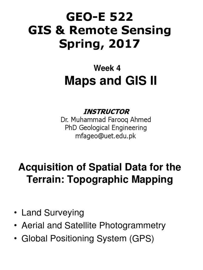 GIS Lecture 4 Maps and GIS II Geographic Information System