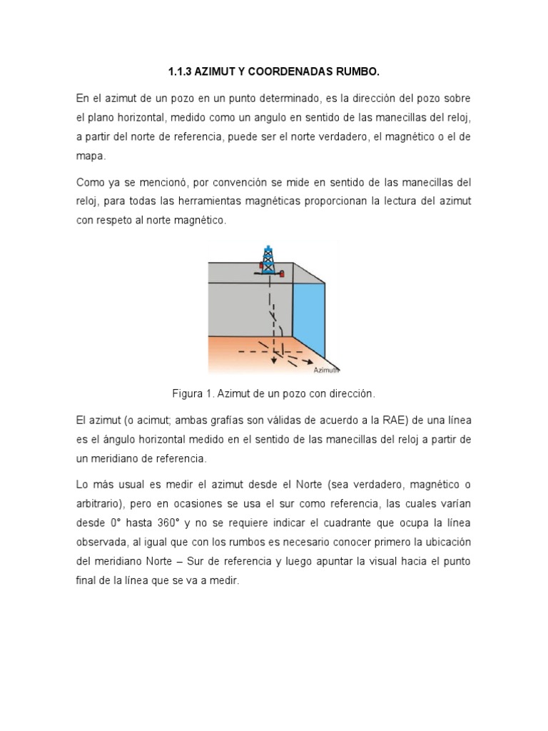 1.1.3 Azimut y Coordenadas Rumbo. | Azimut | Geodesia
