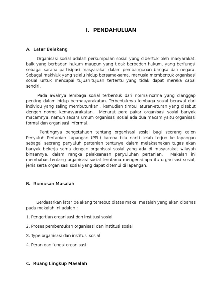 Contoh Makalah Organisasi Sosial Docx