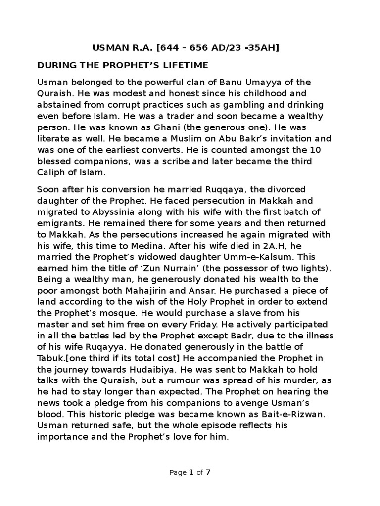 Notes Usman GCE | PDF | Muhammad | Umar
