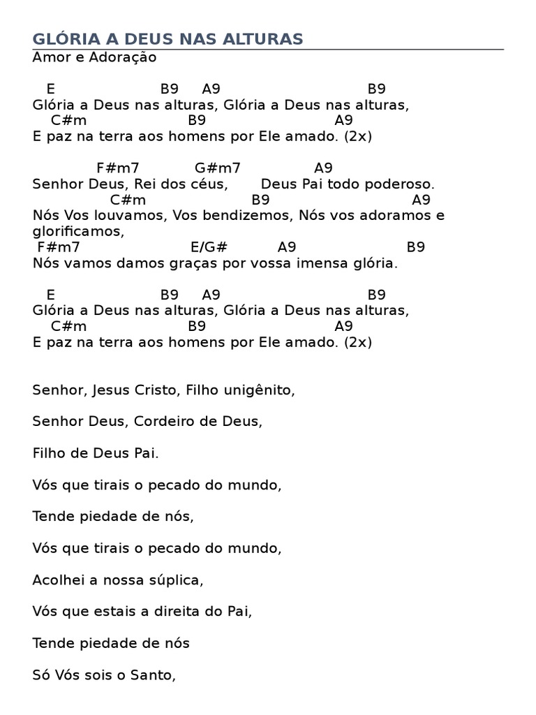 Glória A Deus Nas Alturas | PDF