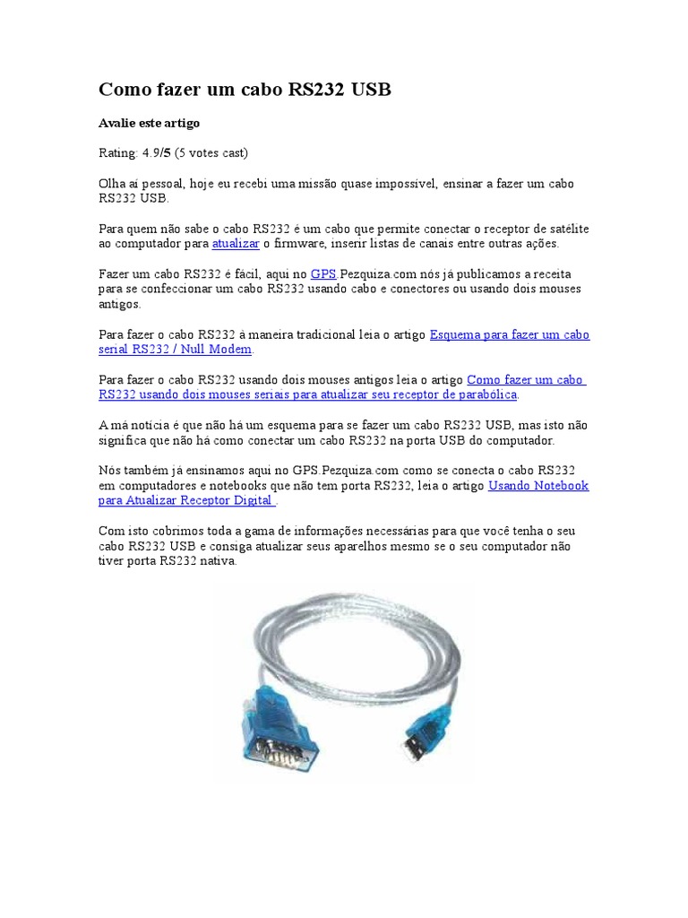 Como Fazer Um Cabo RS232 USB | PDF