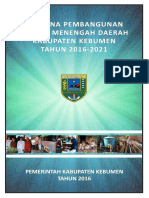 Rencana Pembangunan Jangka Menengah Daerah Kabupaten Kebumen Tahun 2016-2021