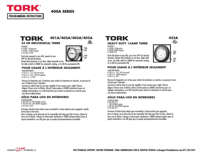 Tork Timer Programming Instructions | PDF | Clock | Machines