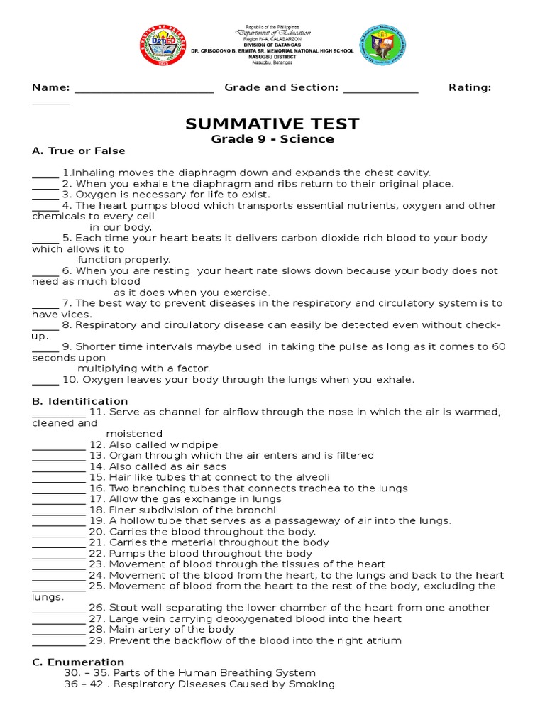 summative assessment 10 grade